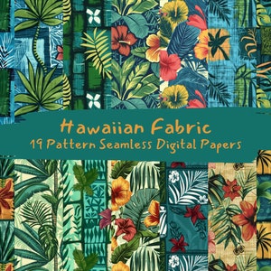 Hawaiian Fabric Pattern Seamless Digital Papers - printable scrapbook paper png instant download commercial use 300dpi