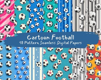 Cartoon Football Pattern Seamless Digital Papers - printable scrapbook paper png instant download commercial use 300dpi