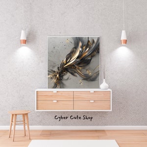 Abstract Golden Swirls - Modern Digital Art Print, Luxurious Gold Wall Decor, Instant Download, Elegant Home Office Decor