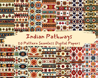 Indian Pathways Pattern Seamless Digital Papers - Téléchargement instantané de papier de scrapbooking imprimable, usage commercial, 300 dpi