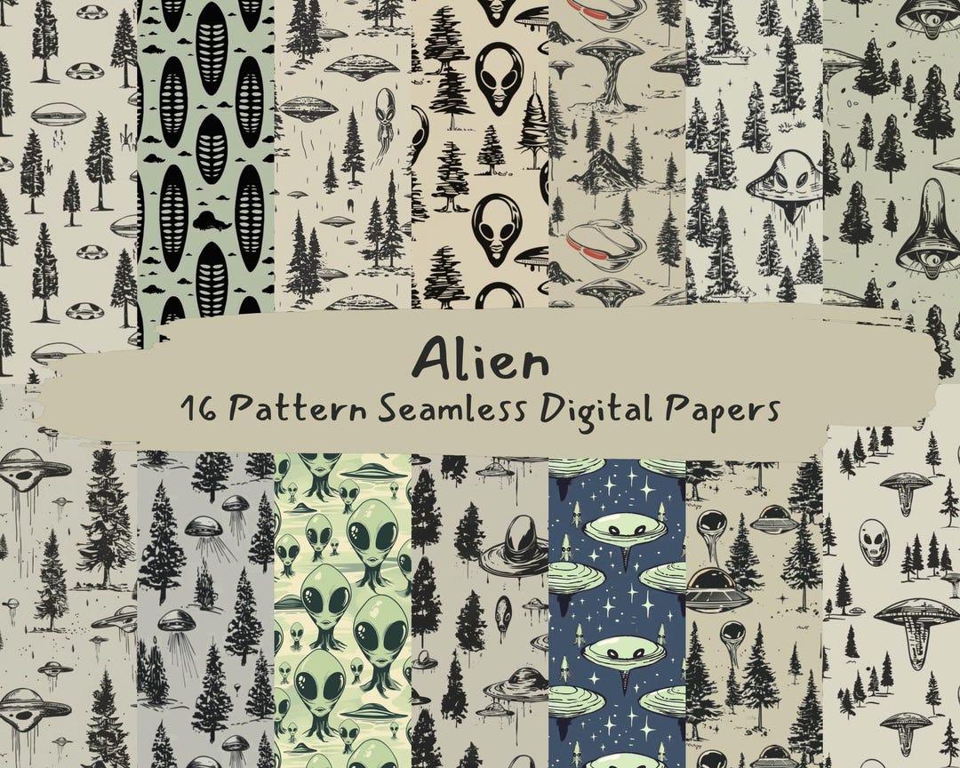Alien Pattern Seamless Digital Papers - Printable Scrapbook Paper Png ...