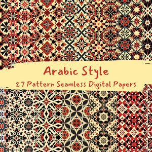 Arabic Style Pattern Seamless Digital Papers - printable scrapbook paper instant download, commercial use, 300dpi