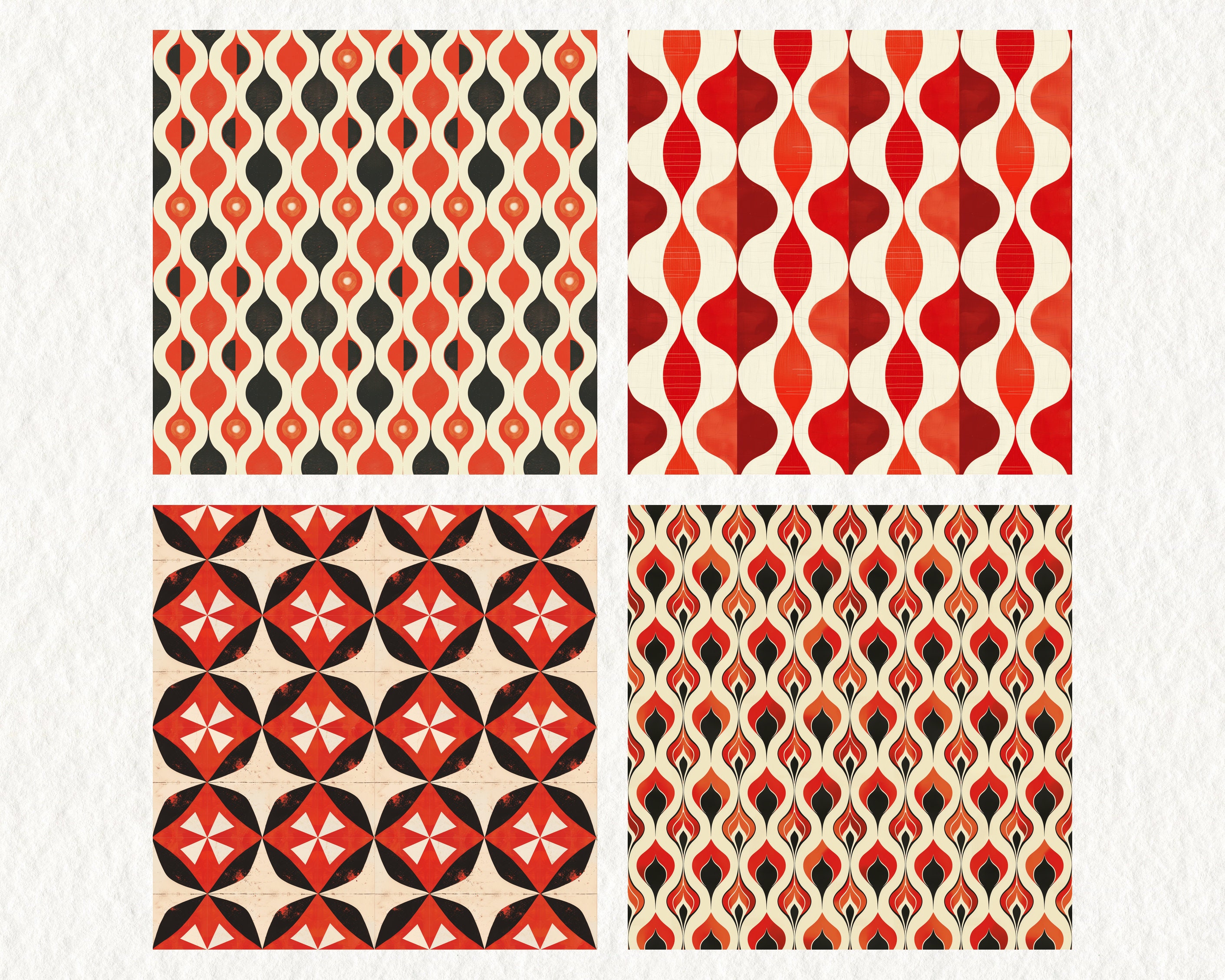 Ruby Patern Midcentury Ruby Pattern Seamless Digital Papers - Etsy