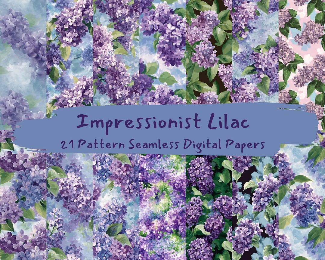 Impressionist Lilac Pattern Seamless Digital Papers - Printable ...