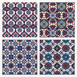 Modern Turkish Tile Pattern Seamless Digital Papers - Printable ...