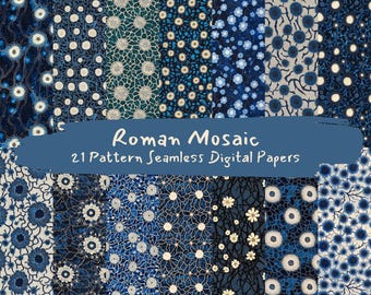 Roman Mosaic Pattern Seamless Digital Papers - printable scrapbook paper png instant download commercial use 300dpi