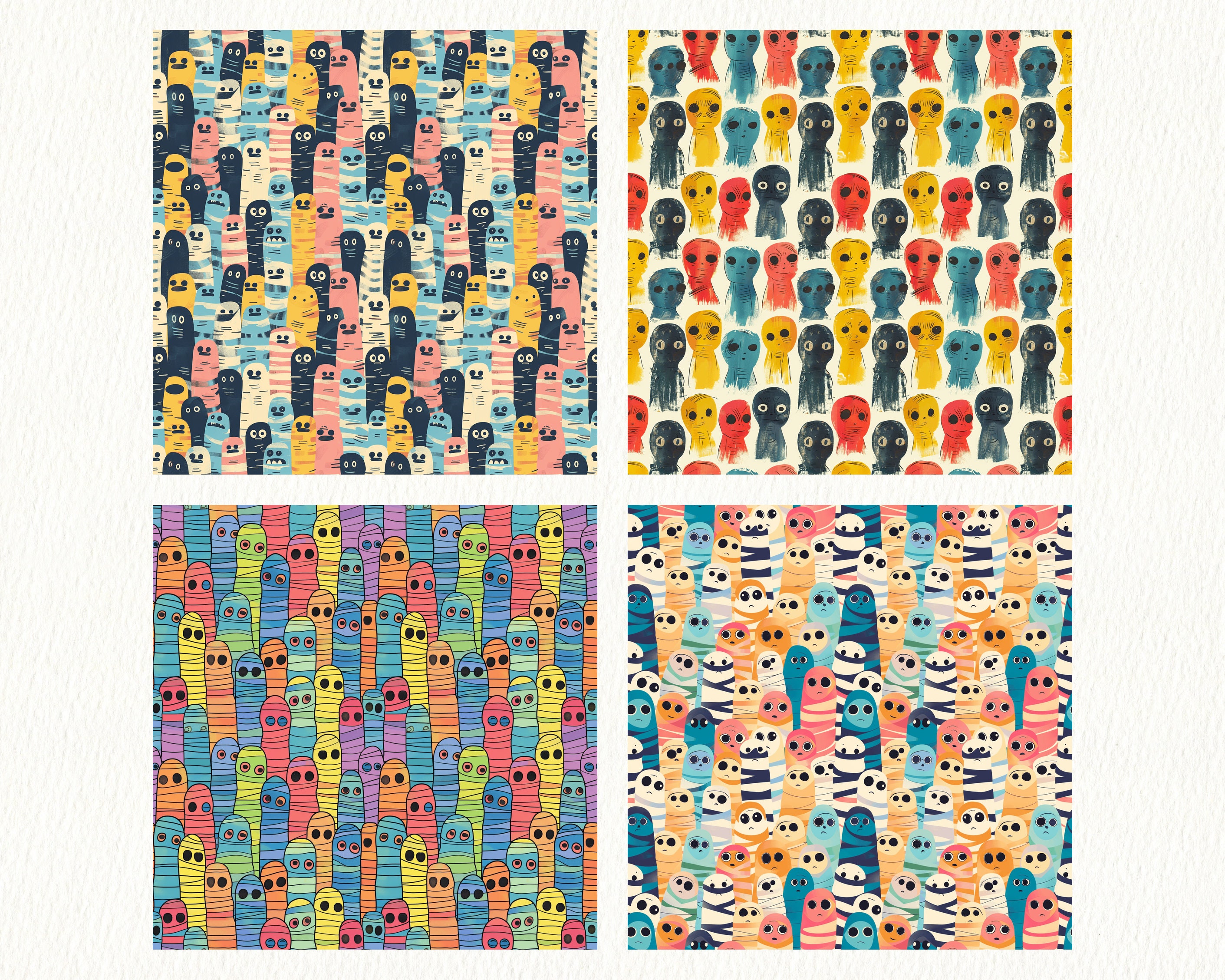 Mummy Pattern Creepy Mummies Pattern Seamless Digital Papers - Printable Scrapbook ...