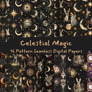 Celestial Magic Pattern Seamless Digital Papers - Printable Scrapbook ...