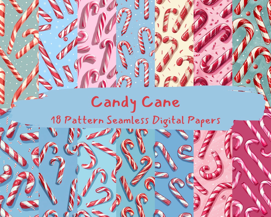 Candy Cane Pattern Seamless Digital Papers - Printable Scrapbook Paper ...