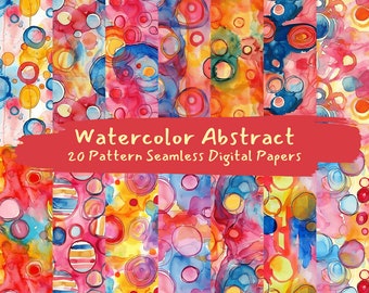 Watercolor Abstract Pattern Seamless Digital Papers - printable scrapbook paper instant download, commercial use, 300dpi