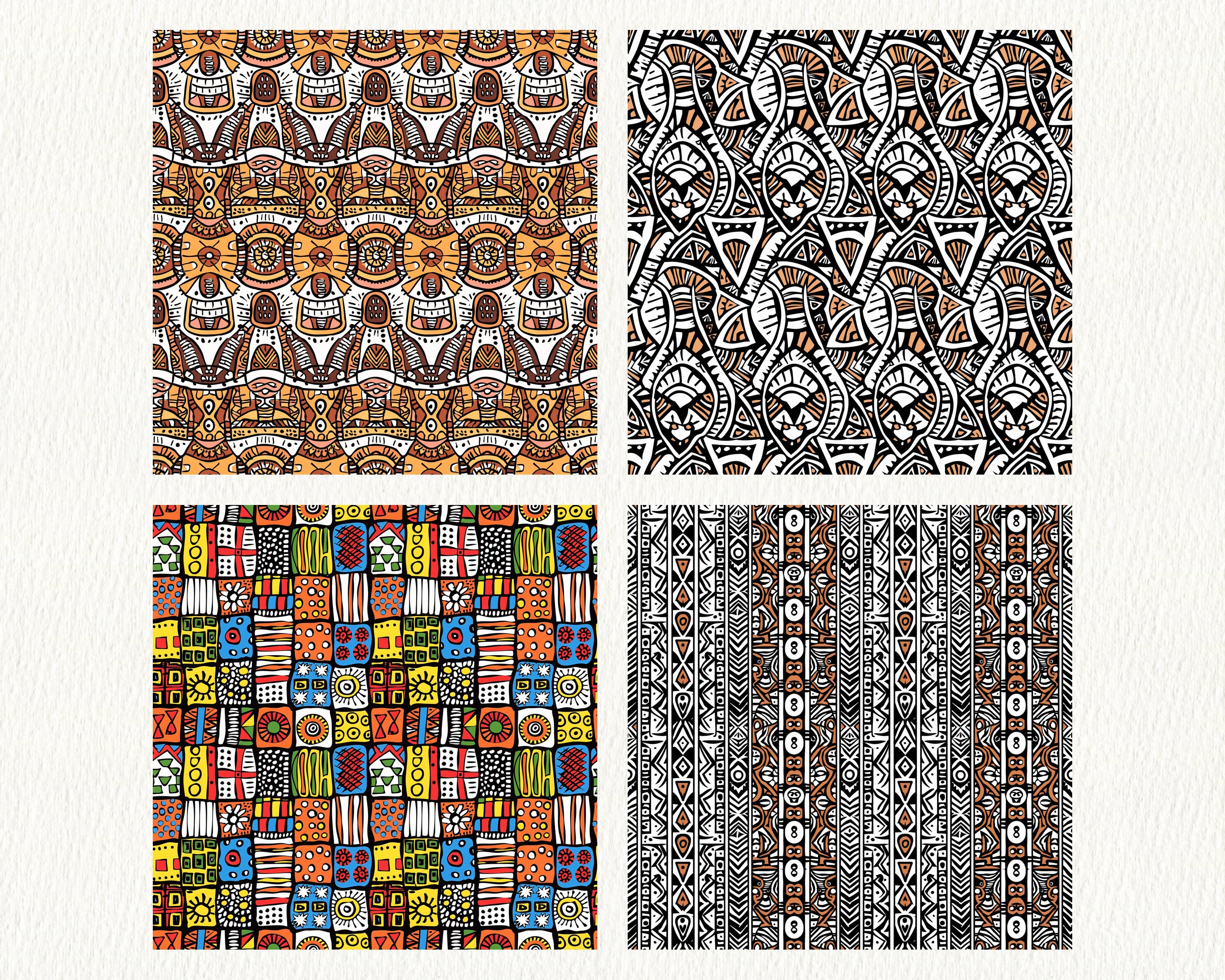 African Hand-drawn Pattern Seamless Digital Papers - Printable ...