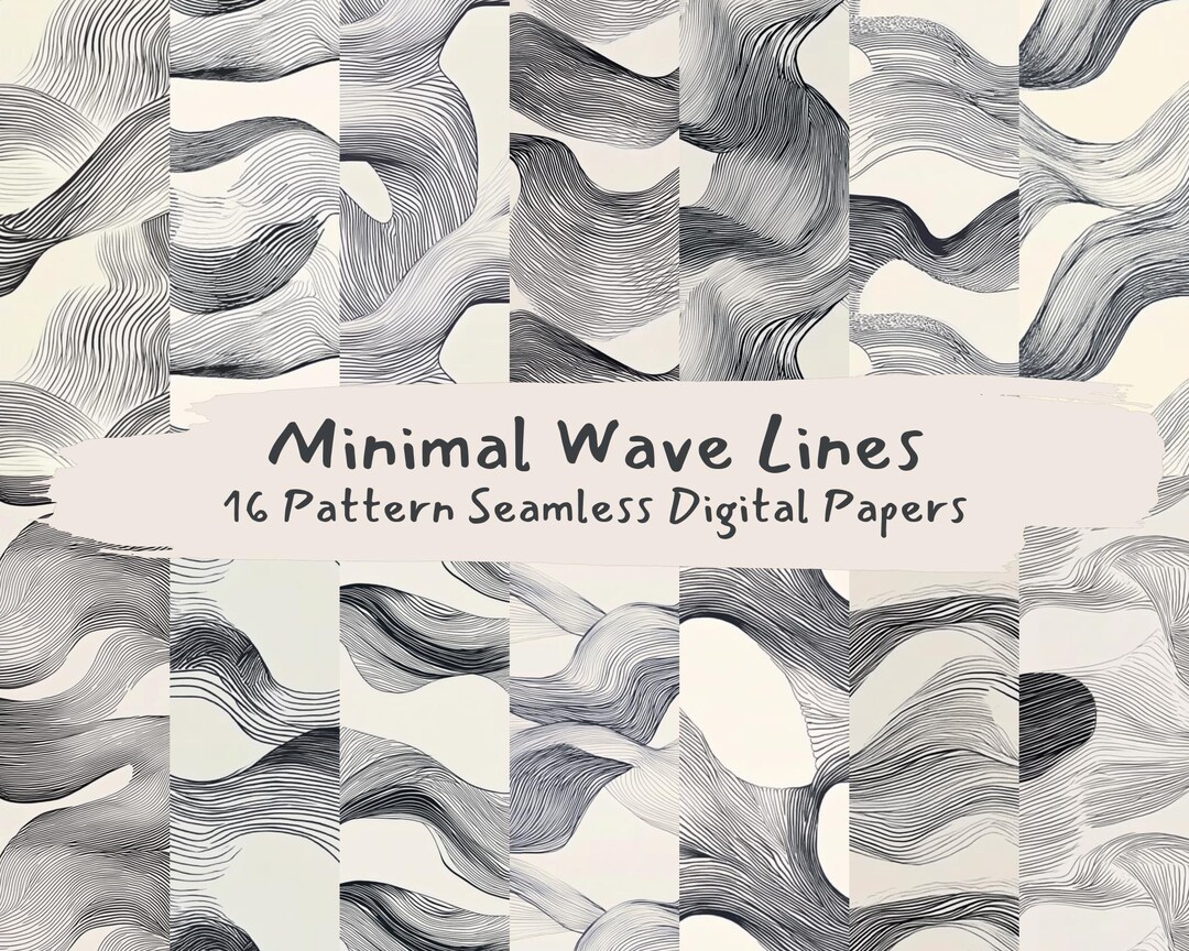 Minimal Wave Lines Pattern Seamless Digital Papers - Printable ...