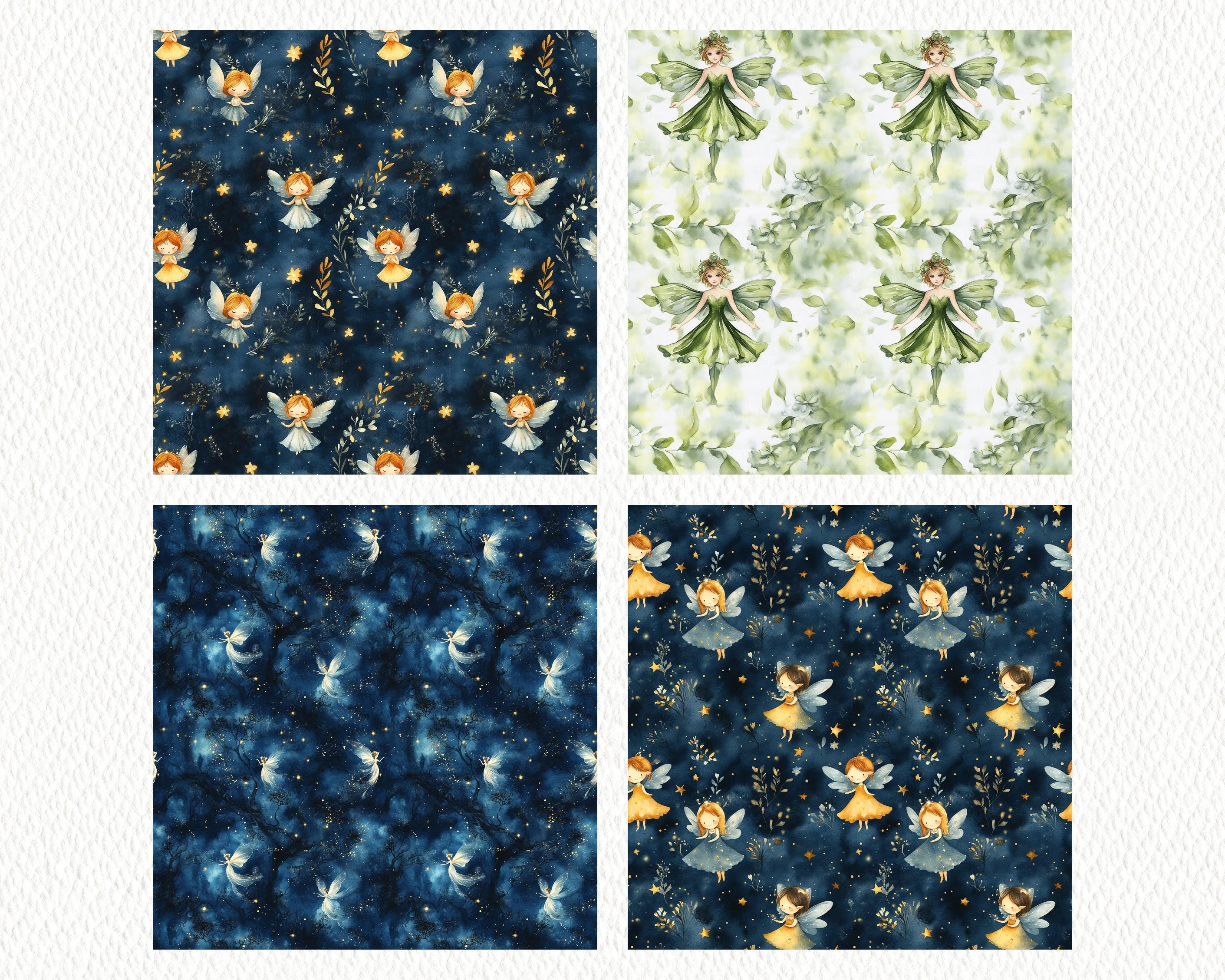 Watercolor Fairy Pattern Seamless Digital Papers - Printable Scrapbook ...