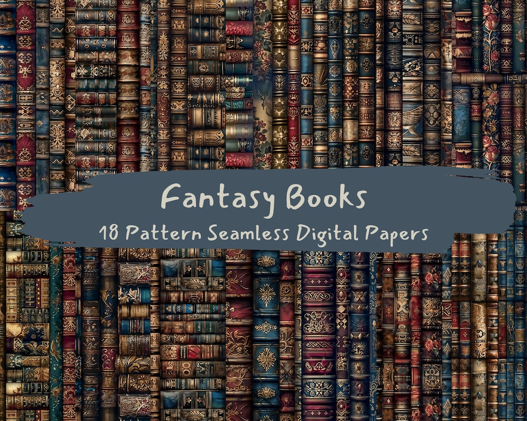 Fantasy Books Pattern Seamless Digital Papers - Printable Scrapbook ...