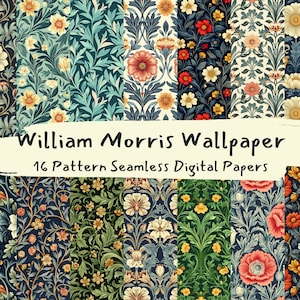 William Morris Wallpaper Pattern Seamless Digital Papers - printable scrapbook paper instant download, commercial use, 300dpi