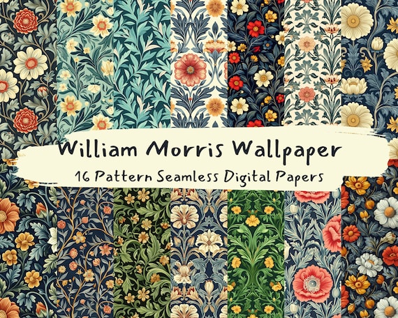 William Morris Wallpaper Pattern Seamless Digital Papers - printable scrapbook paper instant download, commercial use, 300dpi