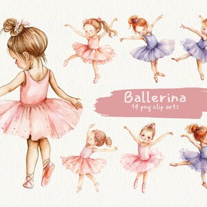 Bundle de clipart imprimable numérique ballerine fille au format PNG fond transparent téléchargement immédiat pour un usage commercial