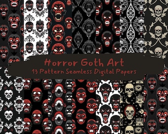 Horror Goth Art patroon naadloze digitale papers - afdrukbaar plakboekpapier png instant download commercieel gebruik 300 dpi