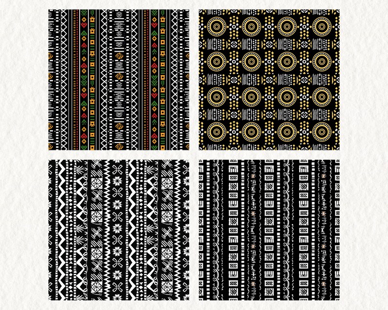 Black African Textile Pattern Seamless Digital Papers - Printable ...