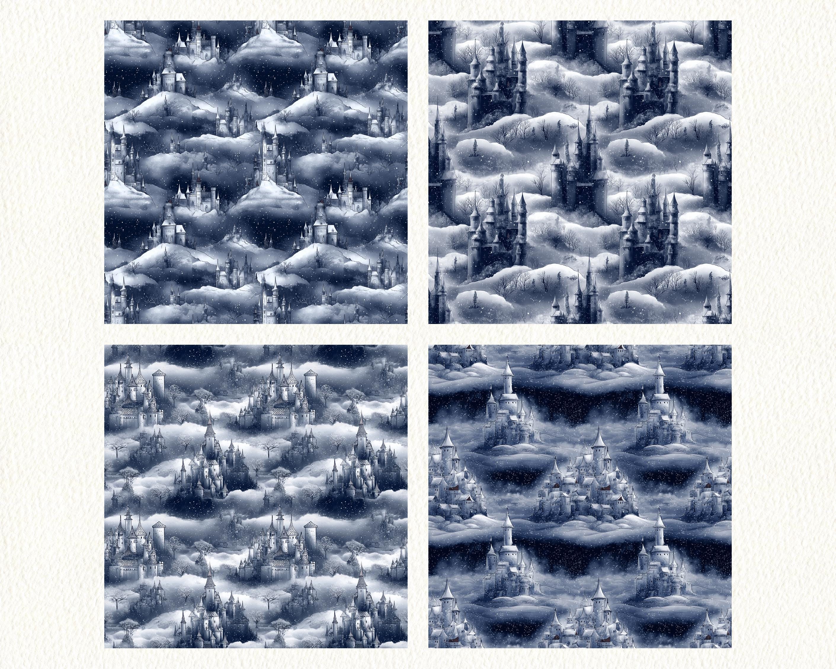 Fantasy Frozen Castle Pattern Seamless Digital Papers - Printable ...