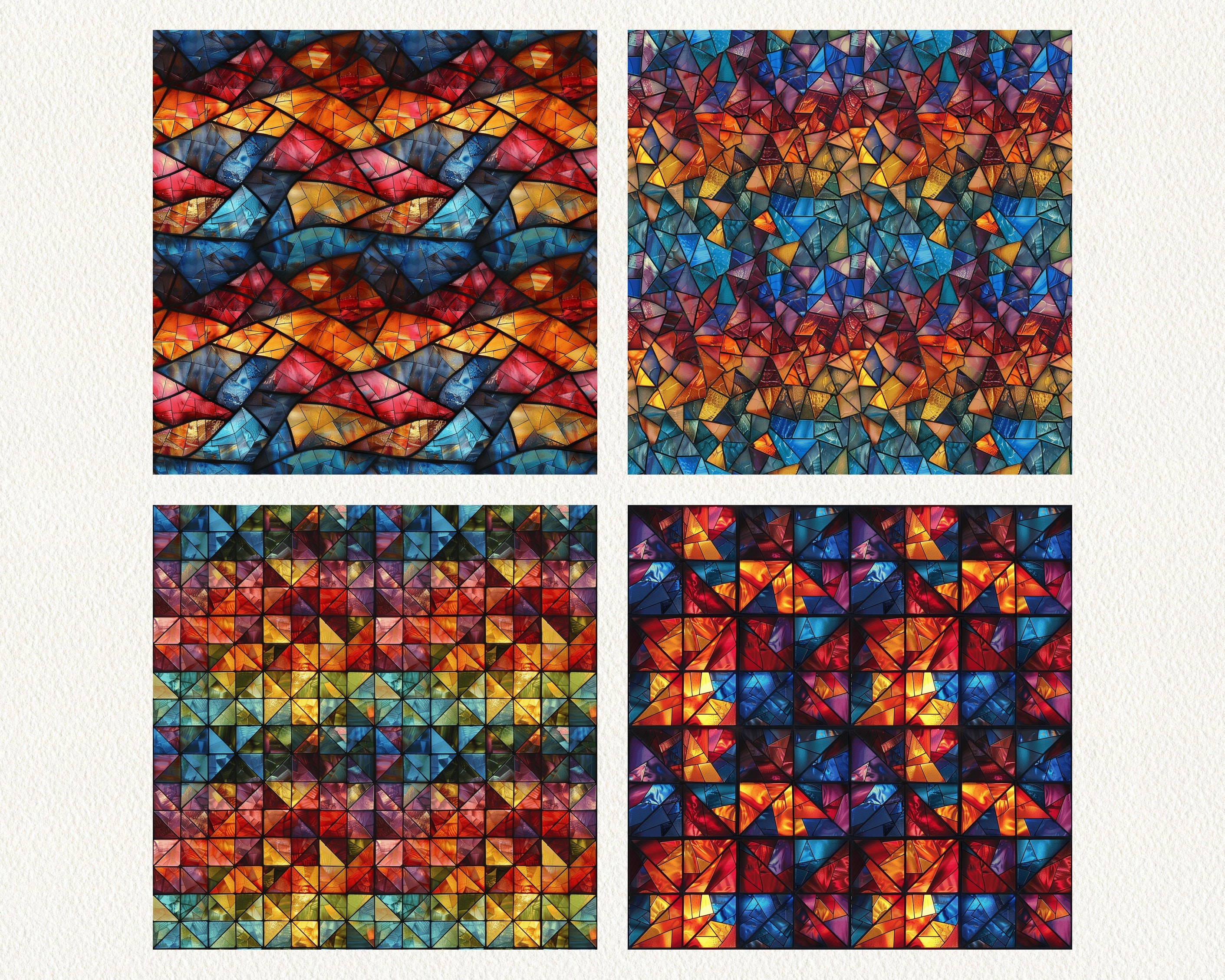 Triangle Pattern Glass Sheets Stained Triangle Glass Pattern Seamless Digital Papers - Printable ...