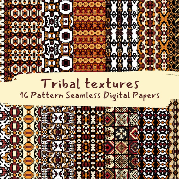 Tribal textures Pattern Seamless Digital Papers - printable scrapbook paper instant download, commercial use, 300dpi