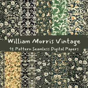 William Morris Vintage Seamless Digital Papers - printable scrapbook paper png instant download commercial use 300dpi