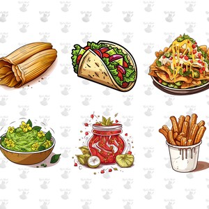 Mexican Street Food, Spanish, Hispanic, Digital Clip Art Graphics in