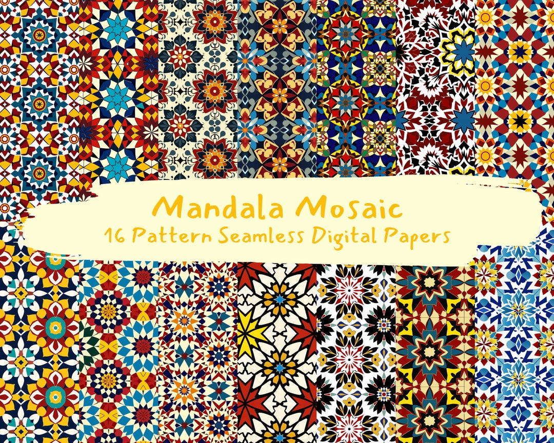 Mandala Mosaic Pattern Seamless Digital Papers - Printable Scrapbook ...