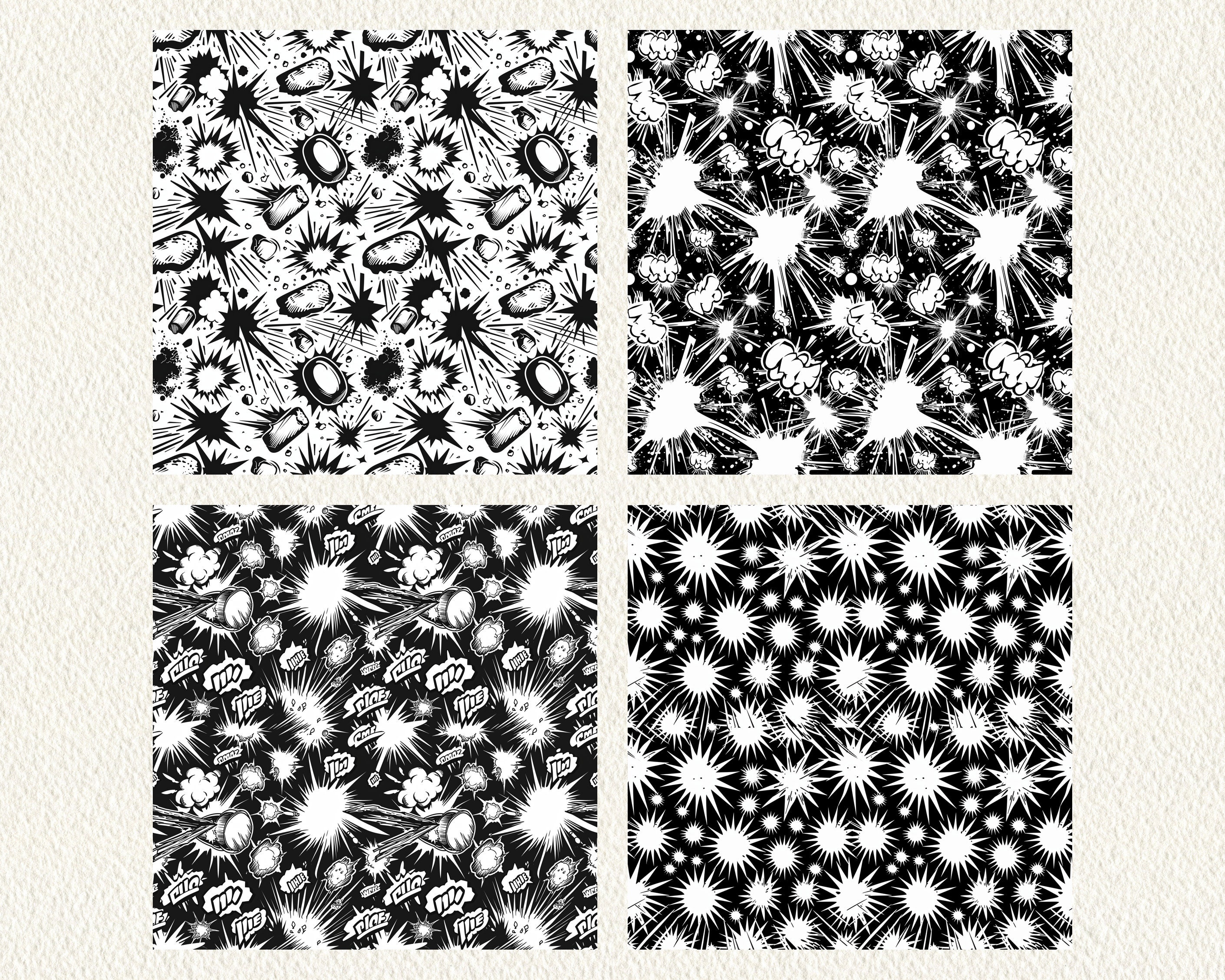 Mono Comic Book Pattern Seamless Digital Papers - Tile Patterns ...
