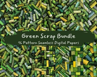 Green Scrap Bundle Pattern Seamless Digital Papers - printable scrapbook paper png instant download commercial use 300dpi