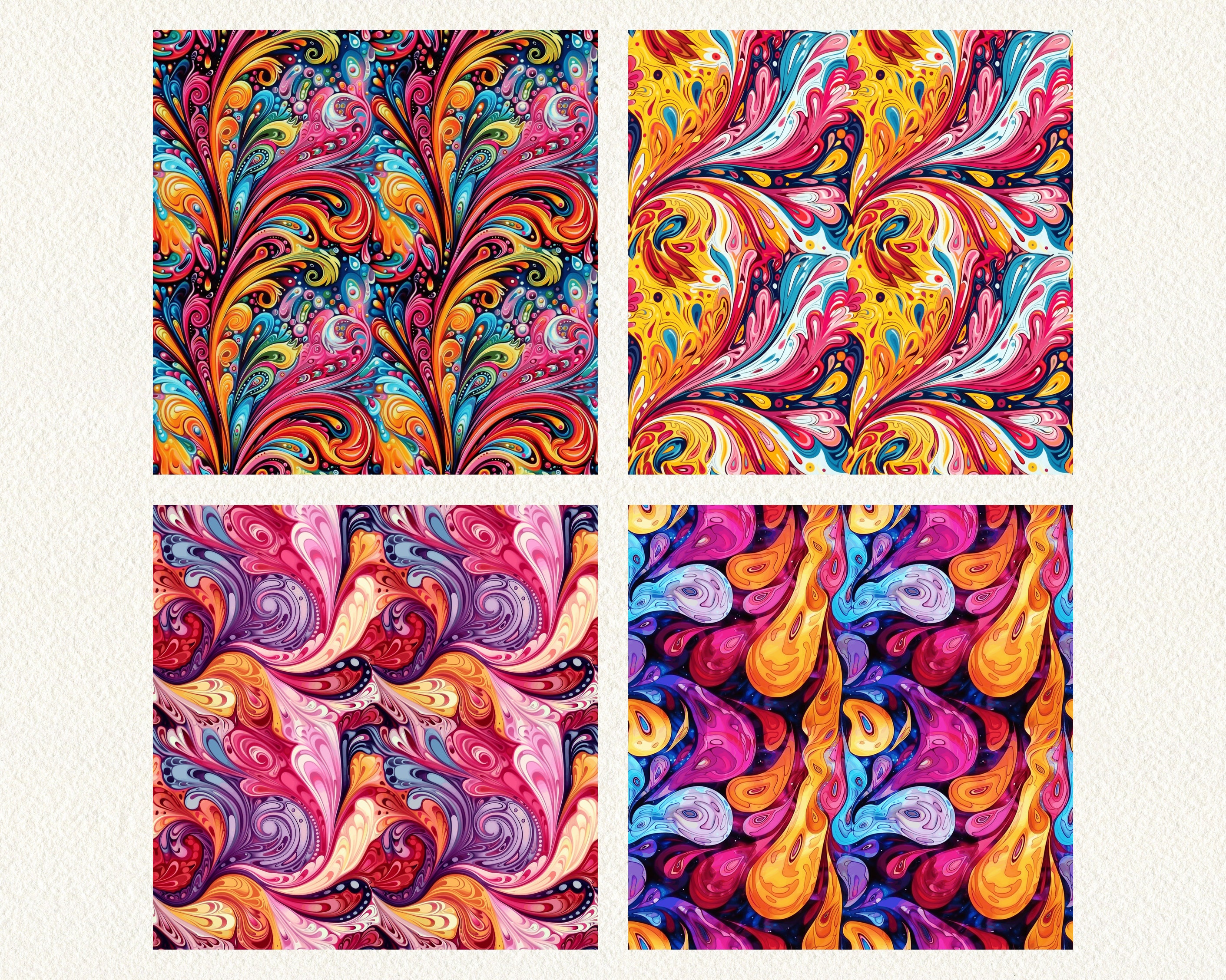 Colorful Paisley Pattern Seamless Digital Papers - Printable Scrapbook ...