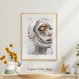 Modern Abstract Portrait - Visage in Layers Digital Art, Vibrant Printable Wall Art, Instant Download, Home Decor, Artistic Expression