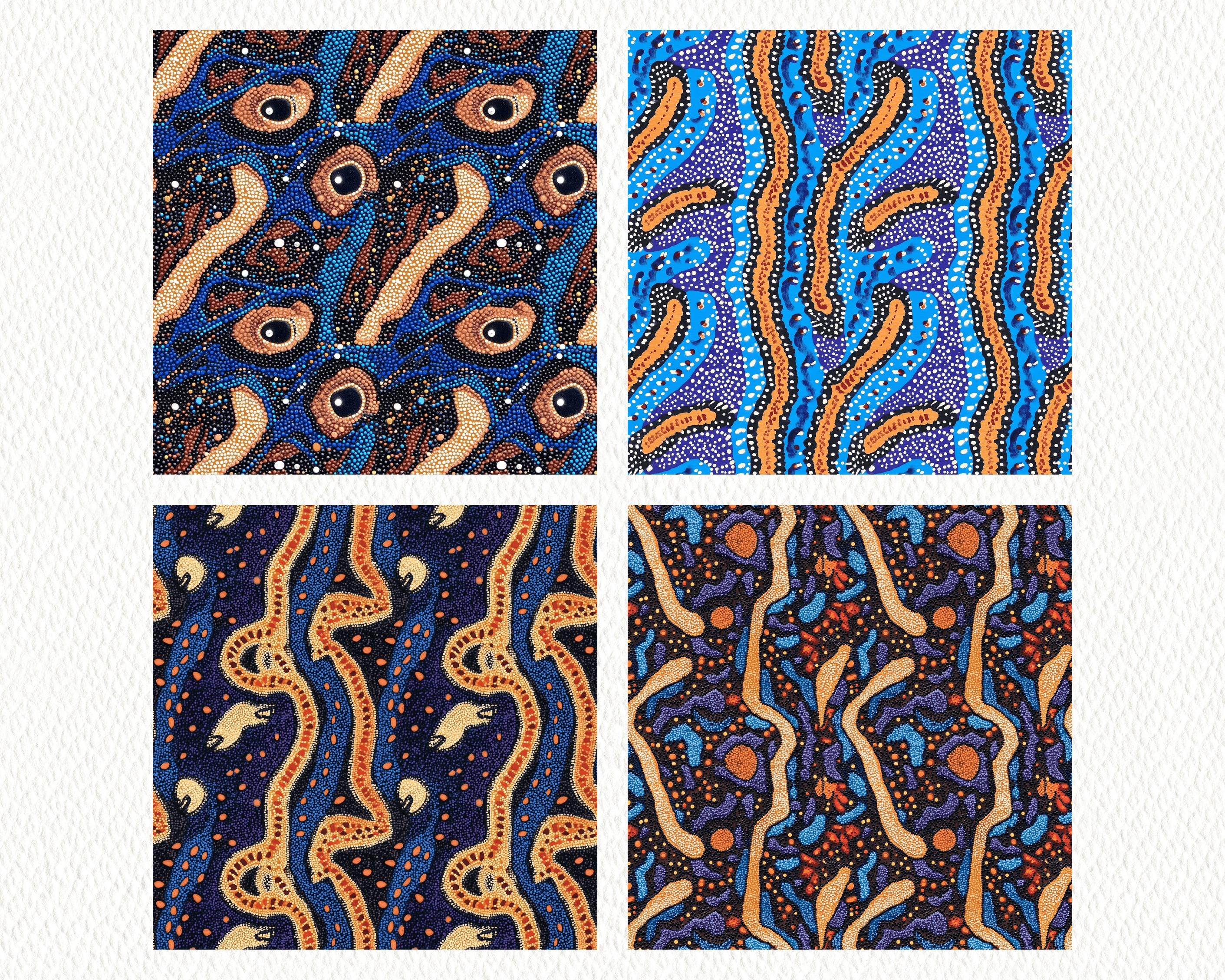 Emu Dreaming Art Pattern Seamless Digital Papers - Printable Scrapbook ...