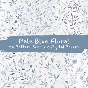 Blassblaues Blumenmuster Nahtlose Digital Papiere - printable Scrapbook Papier png sofortiger Download kommerzielle Nutzung 300dpi
