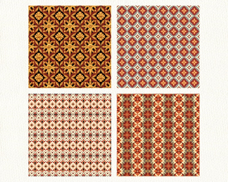 Ancient Roman Flower Geometry Pattern Seamless Digital Papers ...