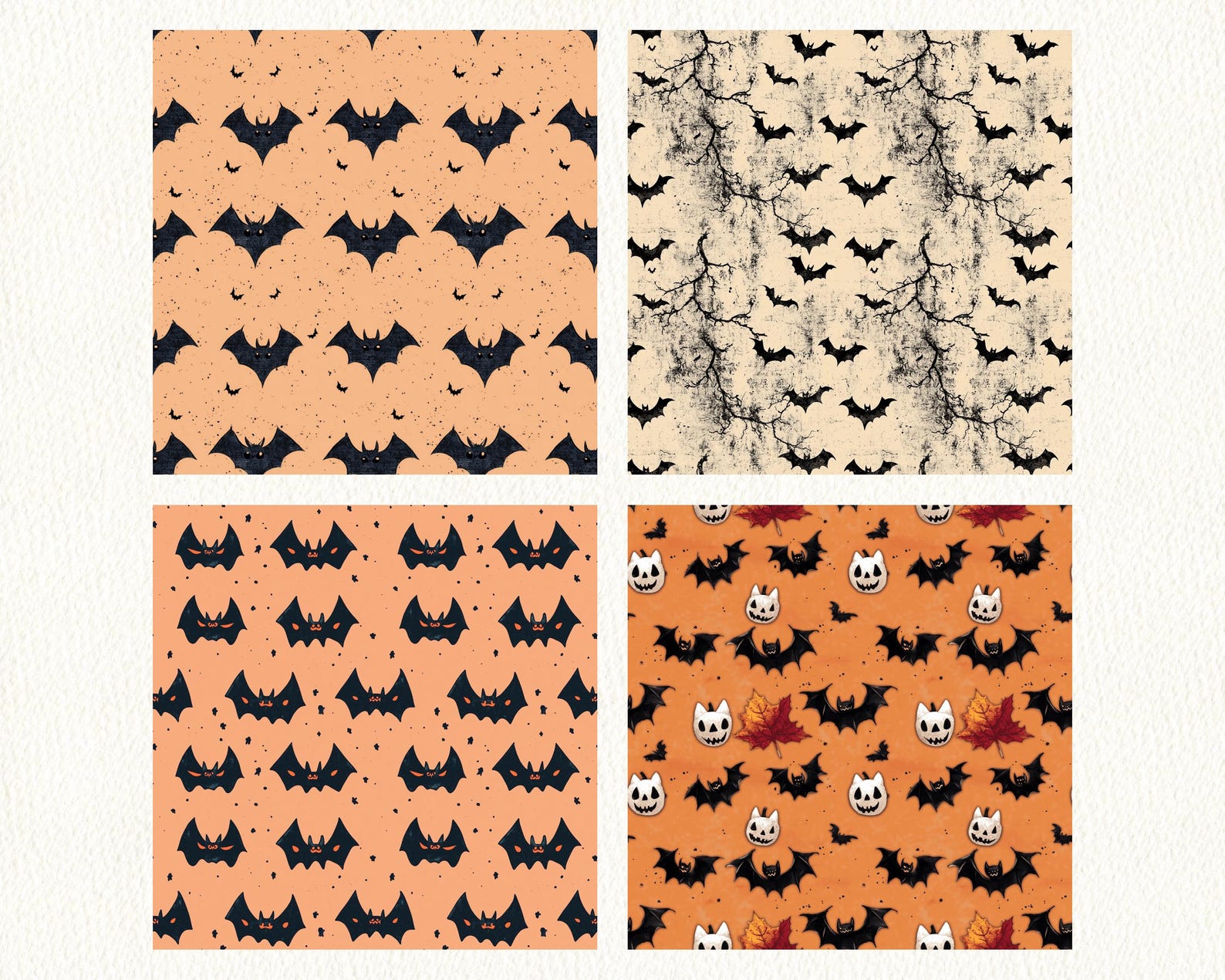 Halloween Bats Pattern Seamless Digital Papers - Printable Scrapbook ...