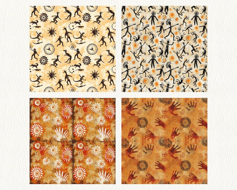 Aboriginal Rock Art Pattern Seamless Digital Papers - Printable ...