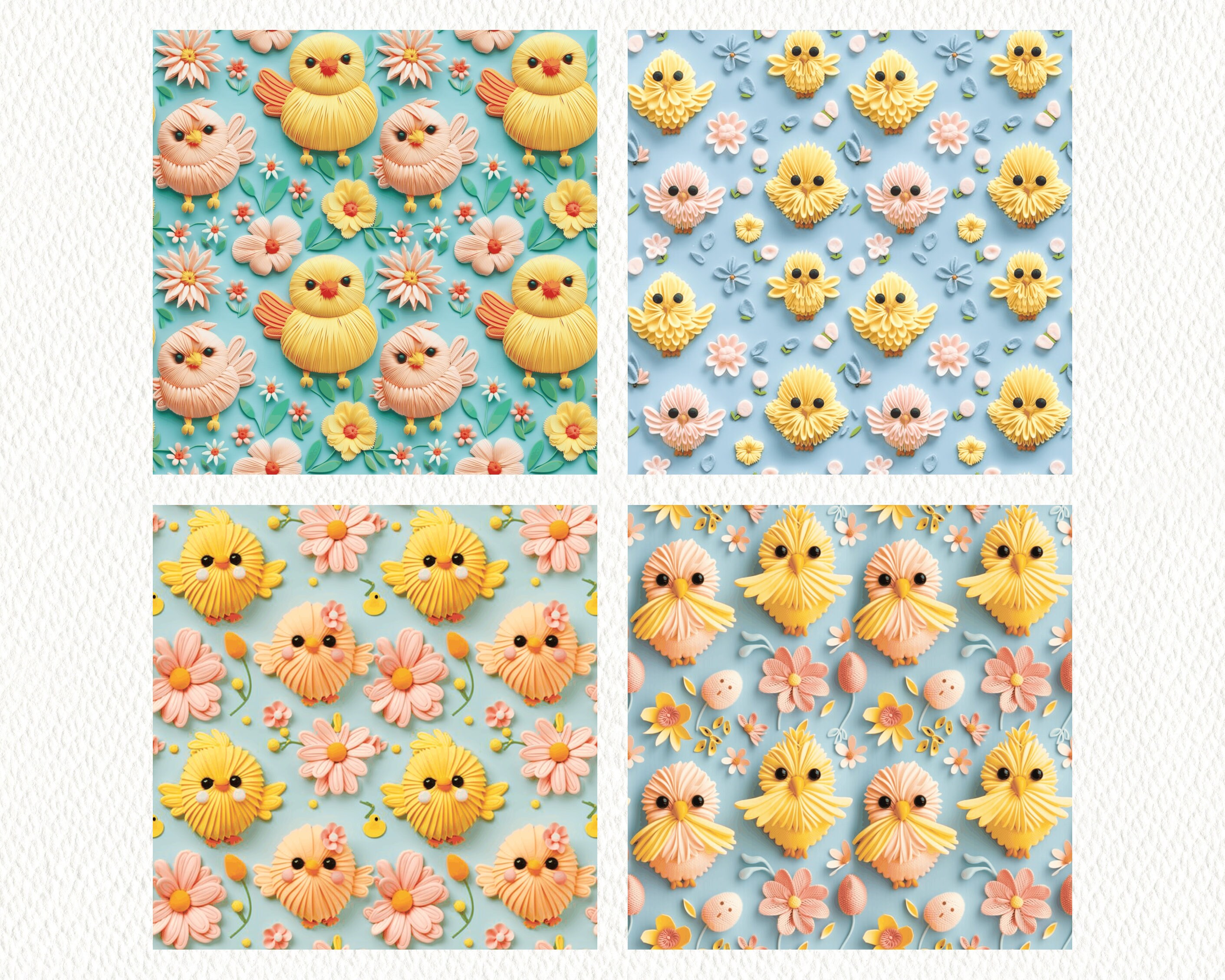 Cute Easter Chicks Pattern Seamless Digital Papers - Printable ...