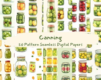 Canning Pattern Seamless Digital Papers - printable scrapbook paper png instant download commercial use 300dpi
