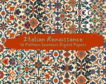 Italian Renaissance Pattern Seamless Digital Papers - printable scrapbook paper instant download, commercial use, 300dpi