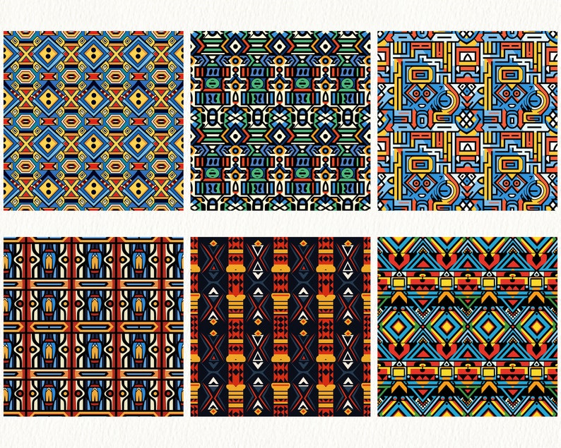 South Africa Ndebele Pattern Seamless Digital Papers tile patterns printable scrapbook paper instant download for commercial use, 300dpi image 4