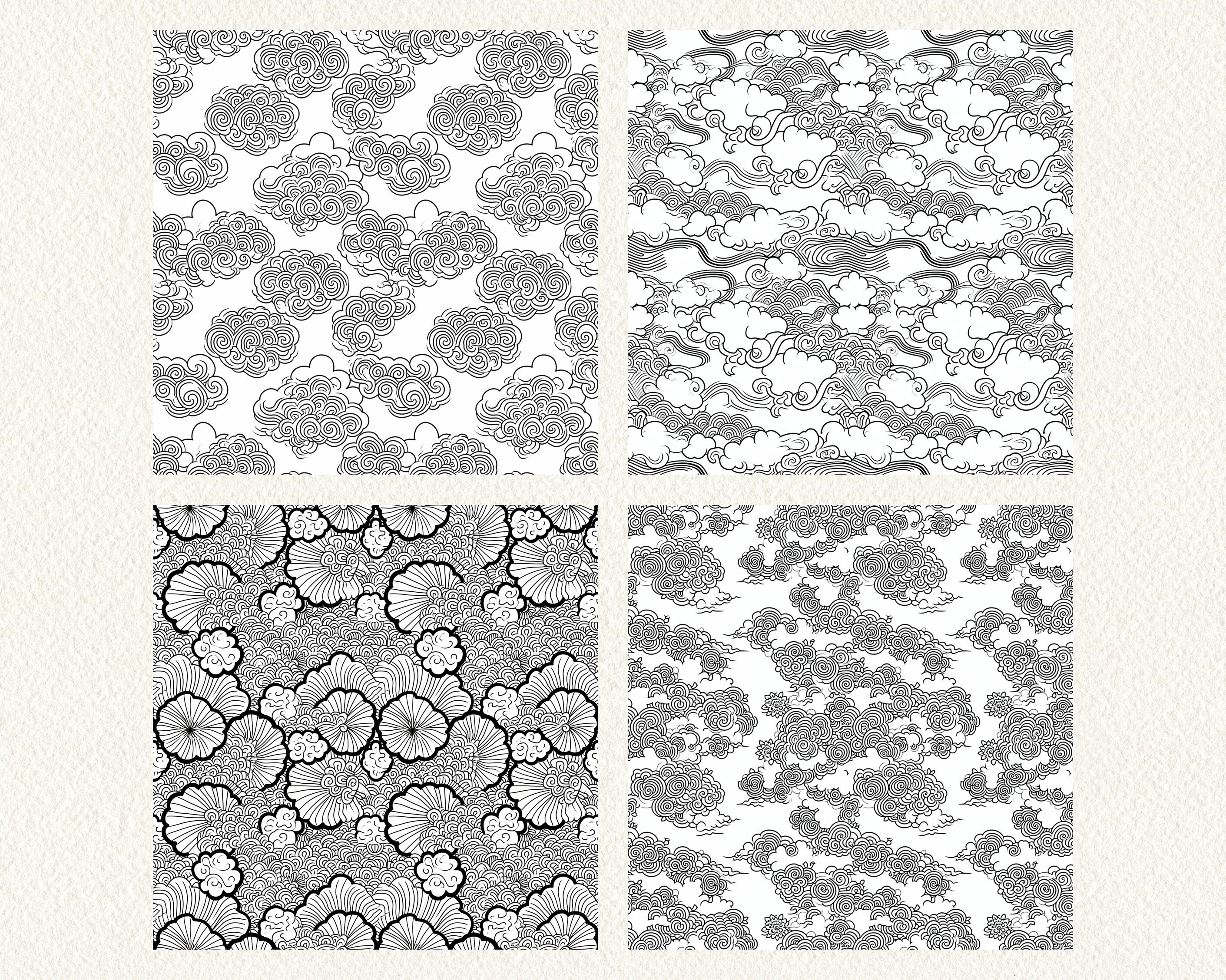 Japanese Clouds Pattern Seamless Digital Papers - Tile Patterns ...
