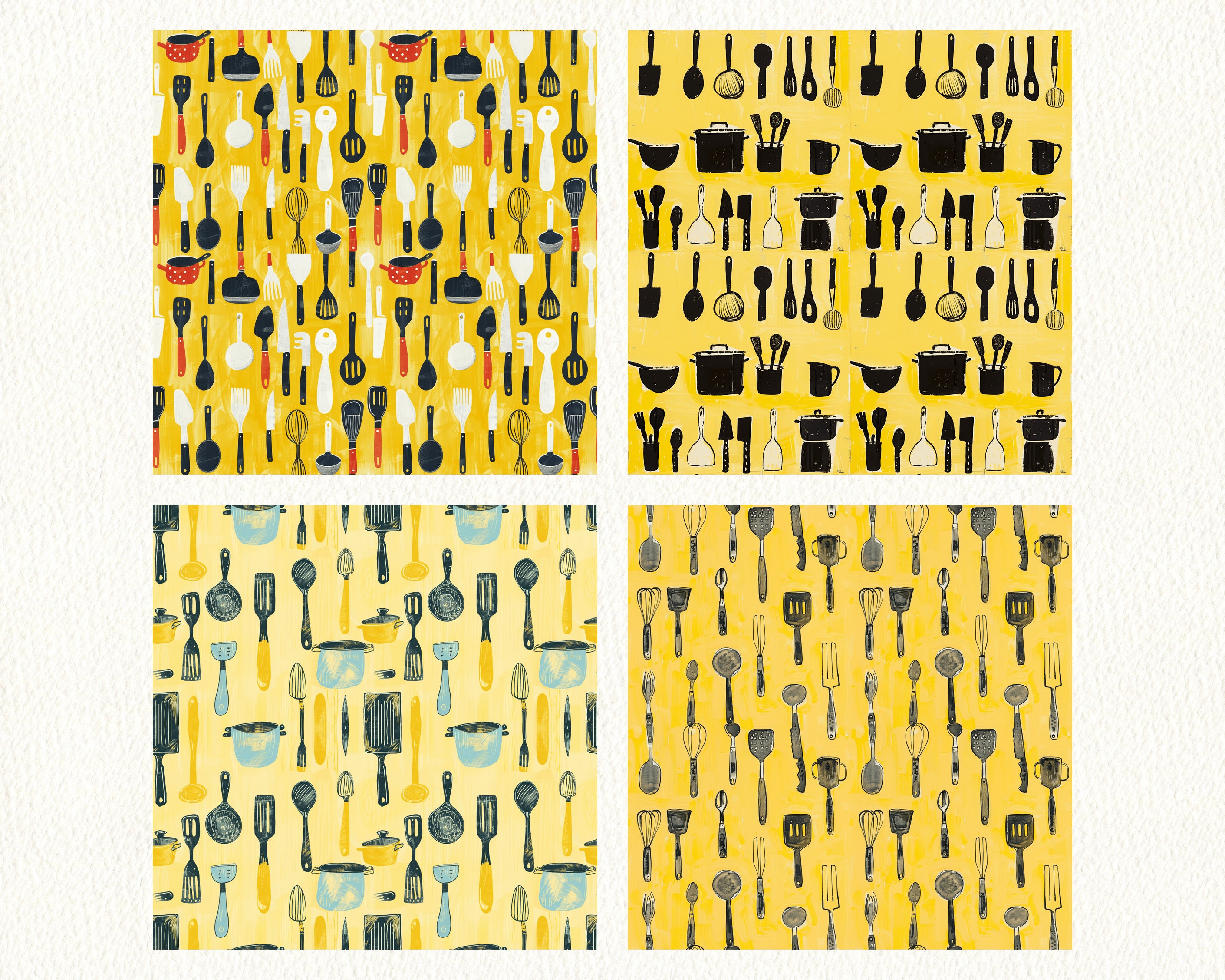 Artwork Utensil Pattern Seamless Digital Papers - Printable Scrapbook ...