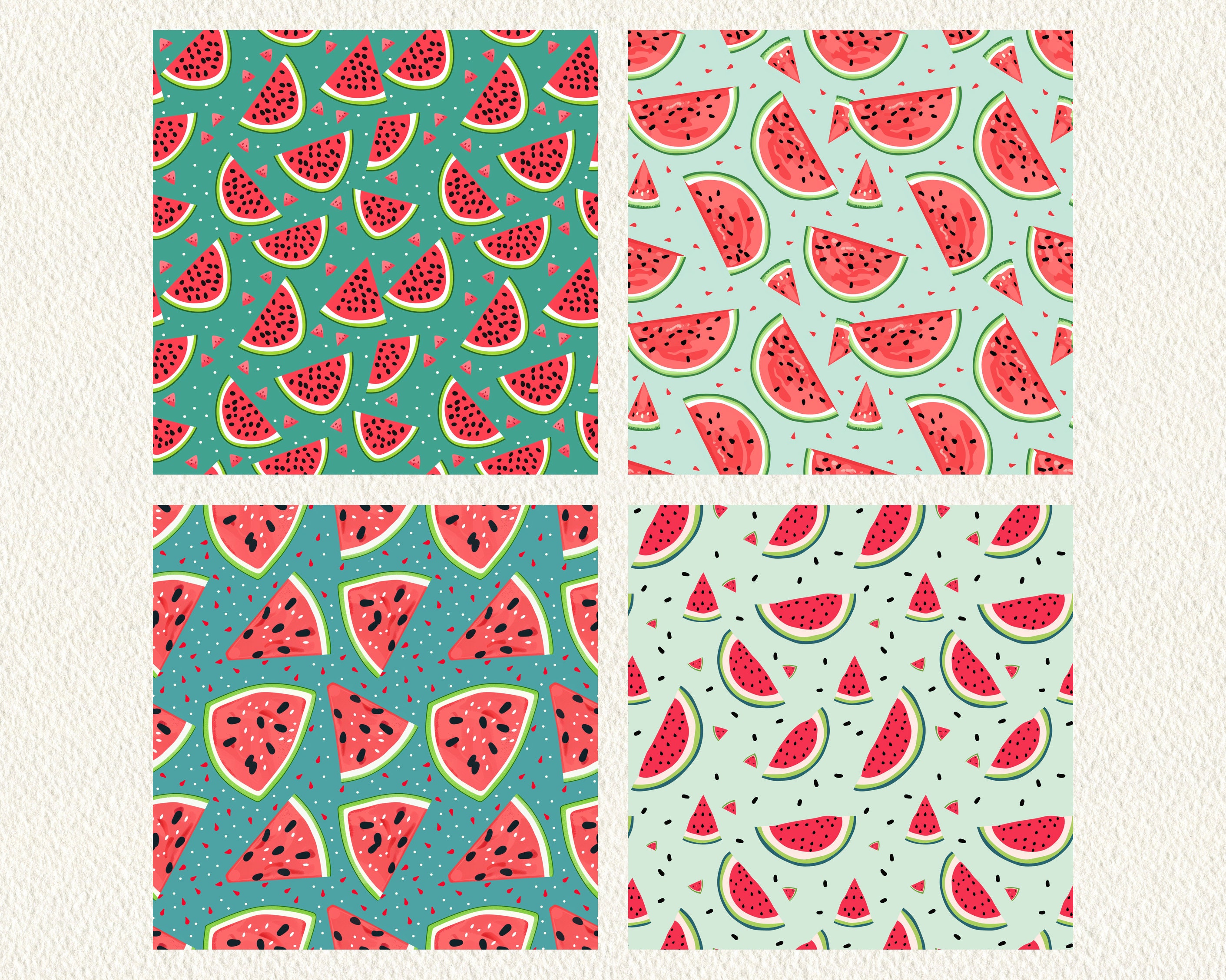 Watermelon Patterned Paper Sweet Watermelon Pattern Seamless Digital Papers - Printable Scrapbook ...