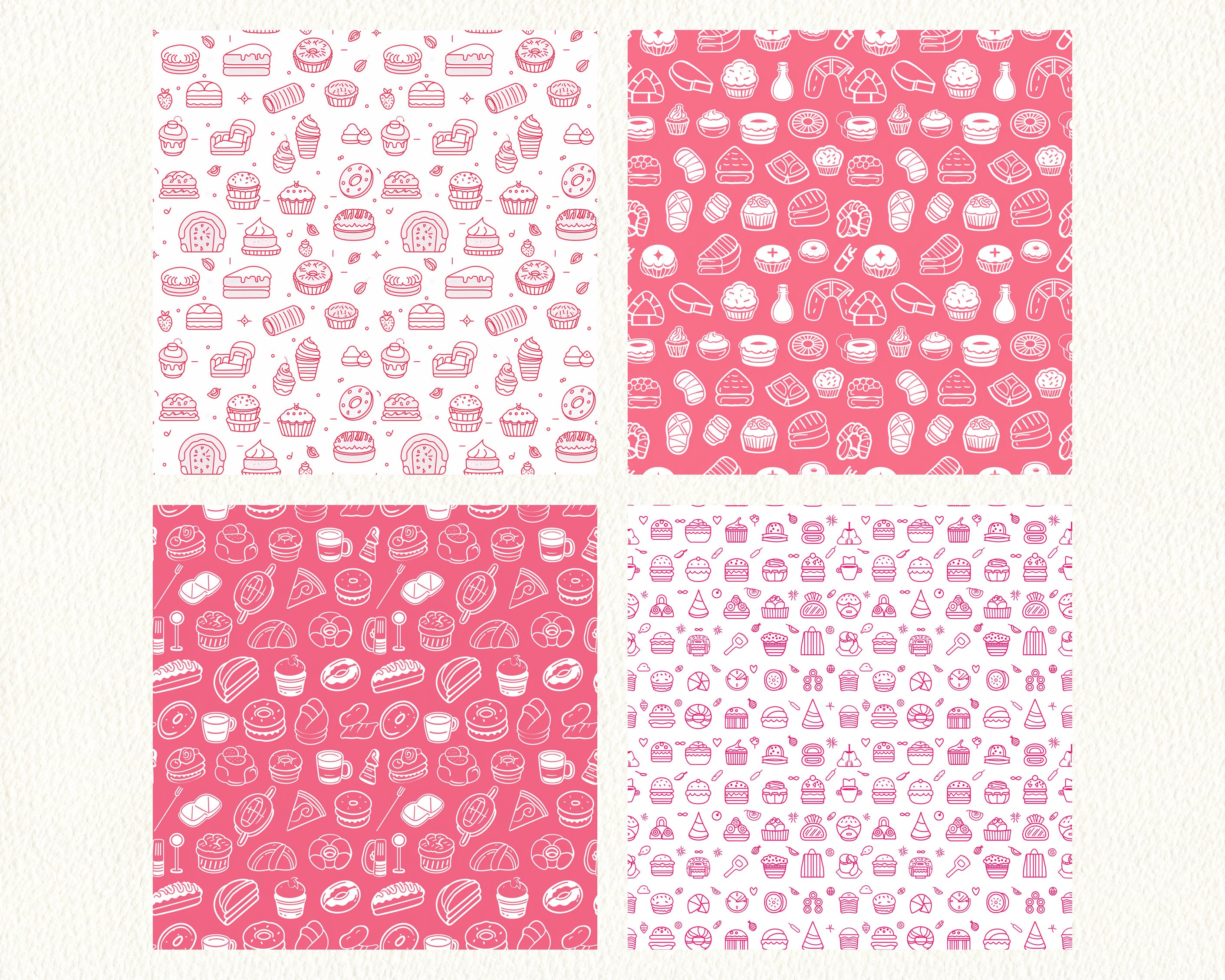 Bakery Icons Pattern Seamless Digital Papers - Printable Scrapbook ...