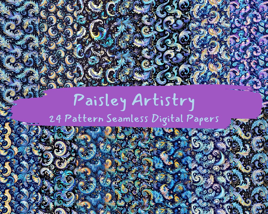 Paisley Artistry Pattern Seamless Digital Papers Printable Scrapbook ...