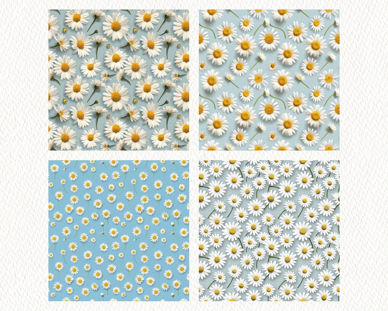 Daisy Flower Pattern Seamless Digital Papers - Printable Scrapbook ...