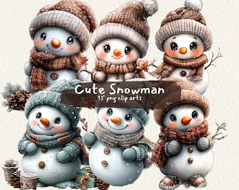 Cute Snowman printable clipart, png format, transparent background, instant download, commercial use, 300dpi