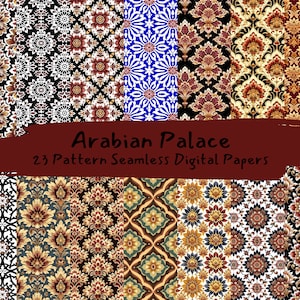 Arabian Palace Pattern Seamless Digital Papers - printable scrapbook paper instant download, commercial use, 300dpi